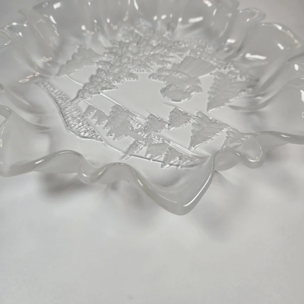 Vintage Mikasa Christmas Story Frosted Glass Crystal Serving Plate Bowl‎ Platter